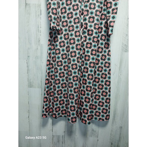 Nylon Apparel Mod Floral Maxi Dress Retro Medium Peach Green - Picture 2 of 6